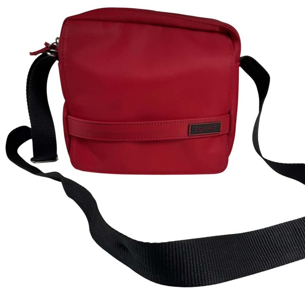 Vintage Esprit Red Crossbody‎ Nylon Bag Purse Pockets Rare 90s Bag Adjustable